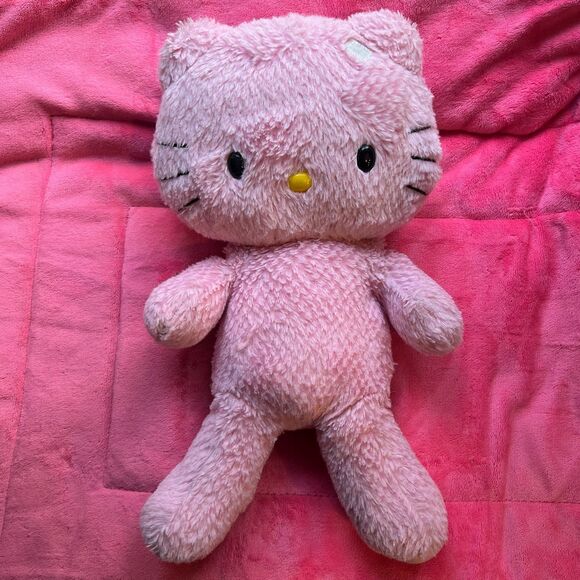 Hello Kitty Build a Bear Pink Plush Heart Waffle Sanrio 18”